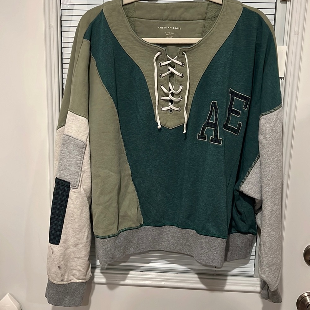 American Eagle Cropped Patch Sweatshirt - image 1